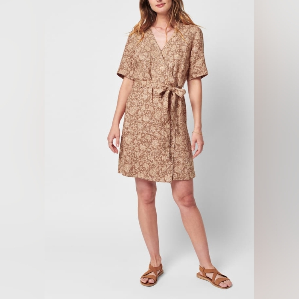 Faherty Ashley Linen Dress In BRONZE RIVIERA FLORAL